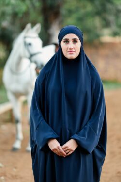 dark blue khimaar set